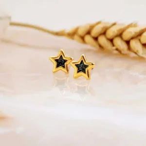 Καρφωτά σκουλαρίκια αστέρι με σμάλτο γκλίτερ και επίχρυση επιμετάλλωση