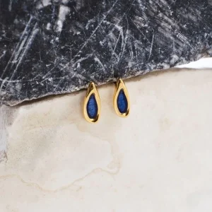 Επίχρυσα σκουλαρίκια σταγόνες με σμάλτο