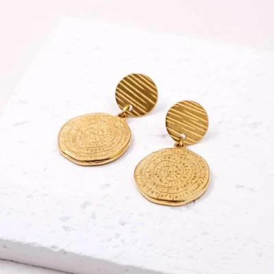 Σκουλαρίκια από ατσάλι με το Δίσκο της Φαιστού