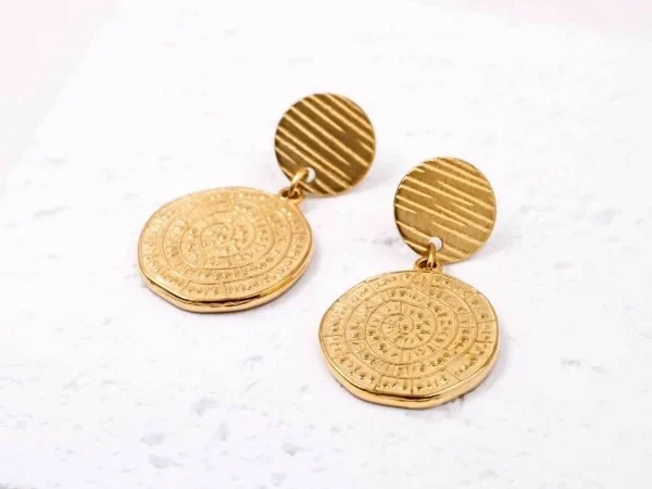 Σκουλαρίκια από ατσάλι με το Δίσκο της Φαιστού