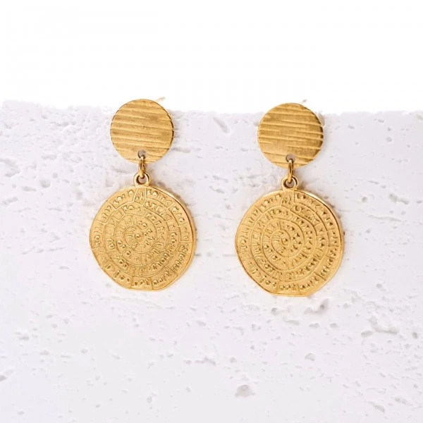 Σκουλαρίκια από ατσάλι με το Δίσκο της Φαιστού