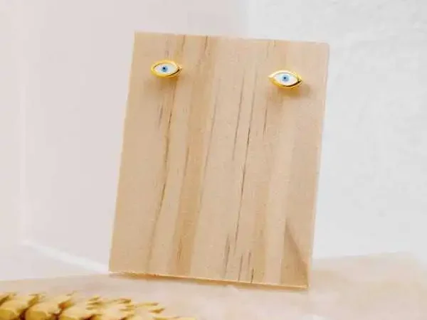 Καρφωτά σκουλαρίκια μάτι με σμάλτο και επίχρυση επιμετάλλωση