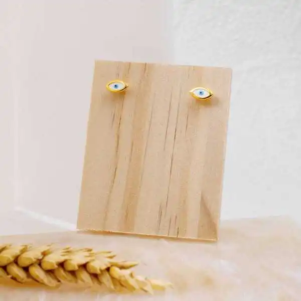 Καρφωτά σκουλαρίκια μάτι με σμάλτο και επίχρυση επιμετάλλωση