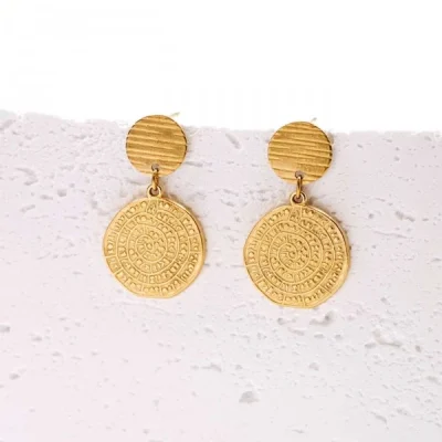 Σκουλαρίκια από ατσάλι με το Δίσκο της Φαιστού