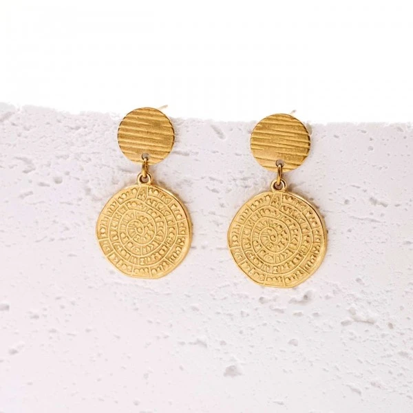 Σκουλαρίκια από ατσάλι με το Δίσκο της Φαιστού